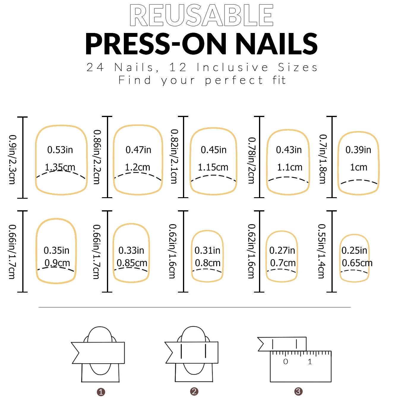 24 Pcs Long Square Nail Art Bright Pink French Heart Pattern For Girl Mother Women Gift - Fake Nails For Festival, Party image 3