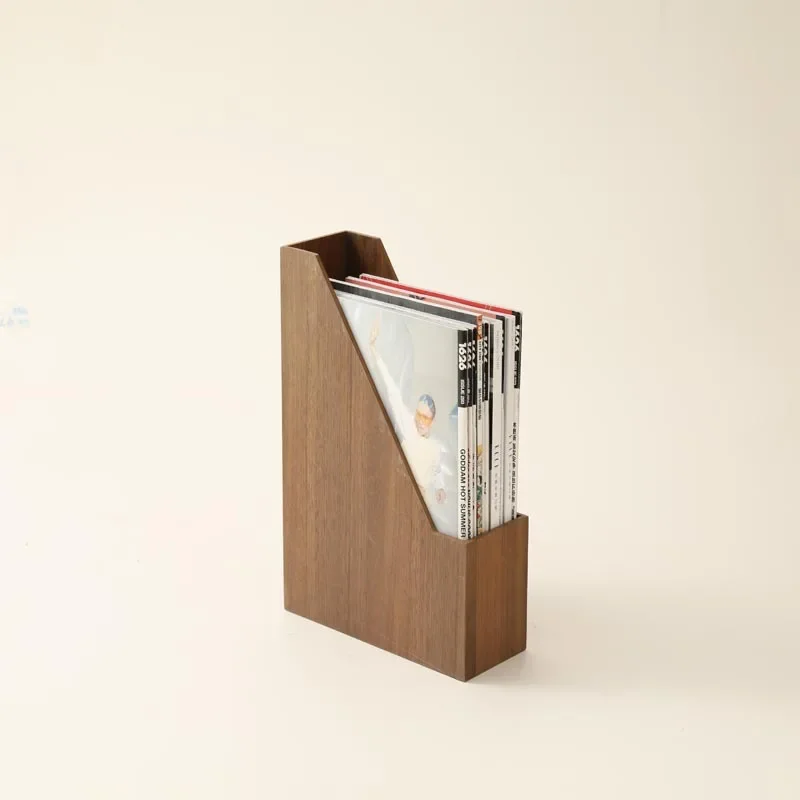 Single barrel wooden study storage box vertical desktop file sorting artifact desk wooden shelf book holder