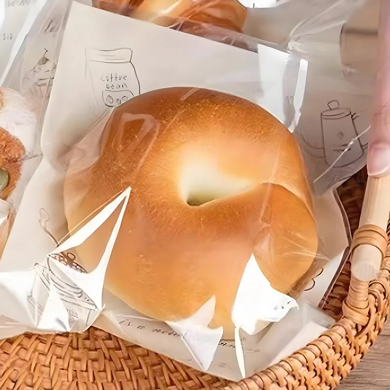 أكياس خبز من الدرجة الغذائية 100 عبوة - أكياس بلاستيكية شفافة قابلة للإغلاق للمخبوزات والخبز المحمص والمعجنات وقفل نضارة ذاتي الغلق (8 × 10 بوصة)
