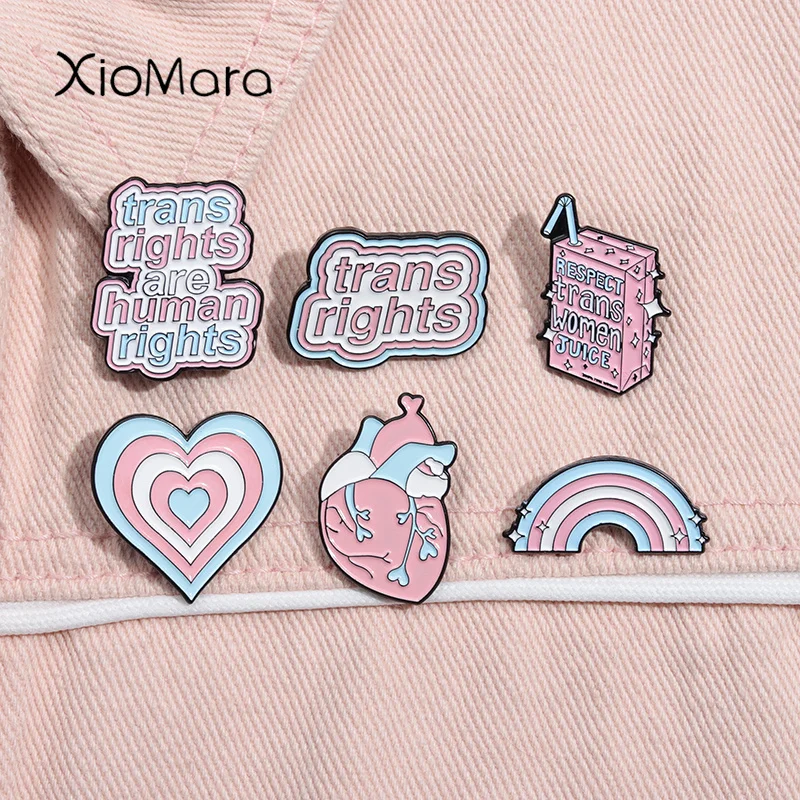 Broche esmaltado de los derechos de Trans son de los derechos humanos, broche de orgullo de jugo para mujeres Trans, insignia para chaqueta de solapa, regalo de joyería para lesbianas