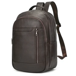 High Quality Men's Leather Backpack Bag For Men Male Travel Bag School Bag For Man Black Men's Bagpack 15.6 Inch Laptop Bag
