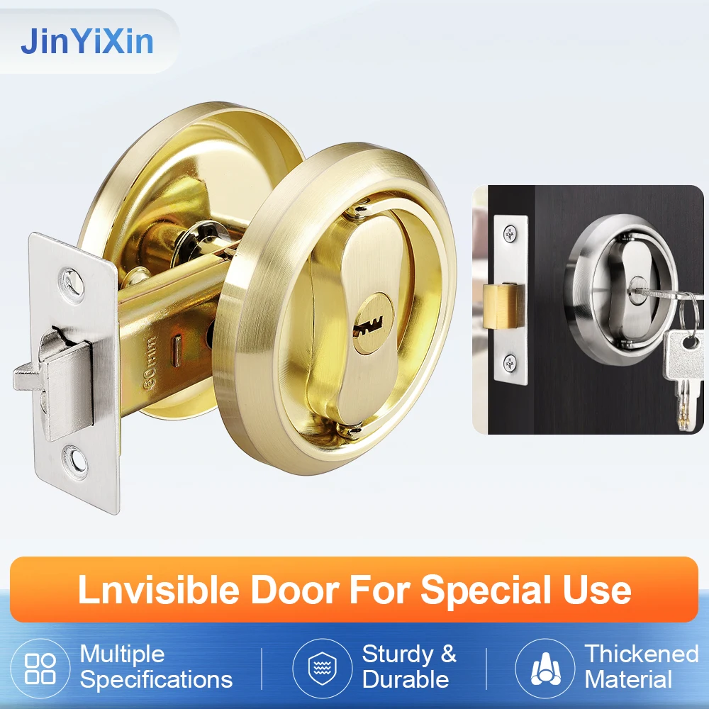 Stainless Steel Double-Sided Pull Ring Lock With Key Sliding Door Lock Invisible Door Lock Multiple Types Available