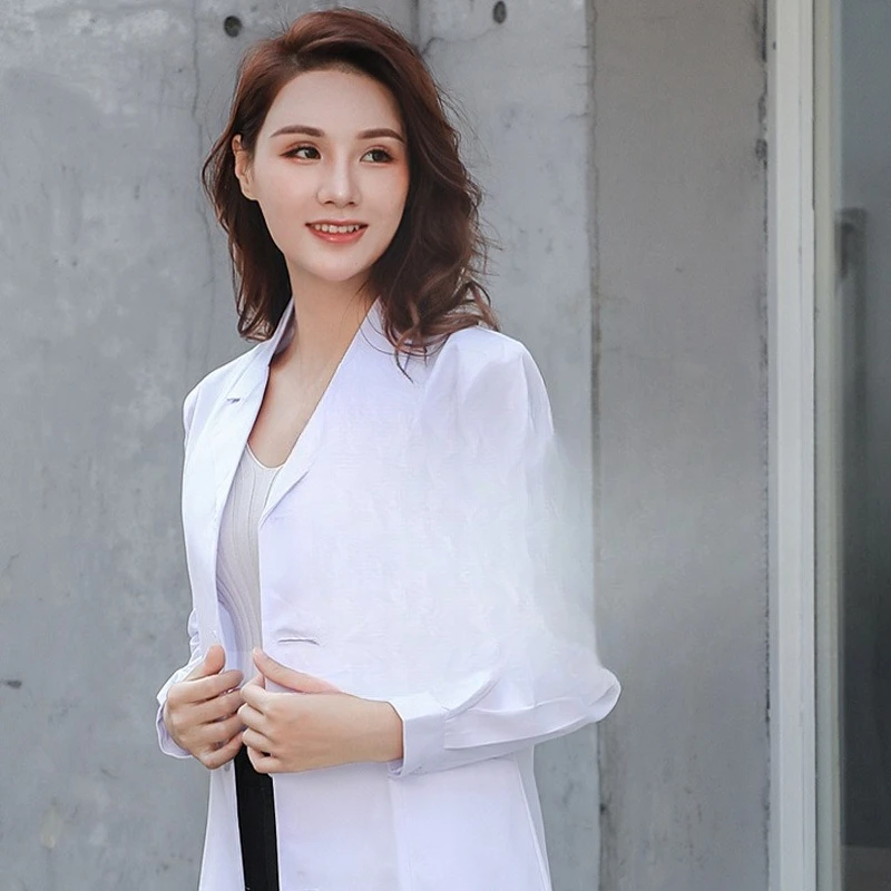 

Женский длинный или короткий халат с рукавами для врачей, медсестер, униформа для салонов красоты, рабочая одежда