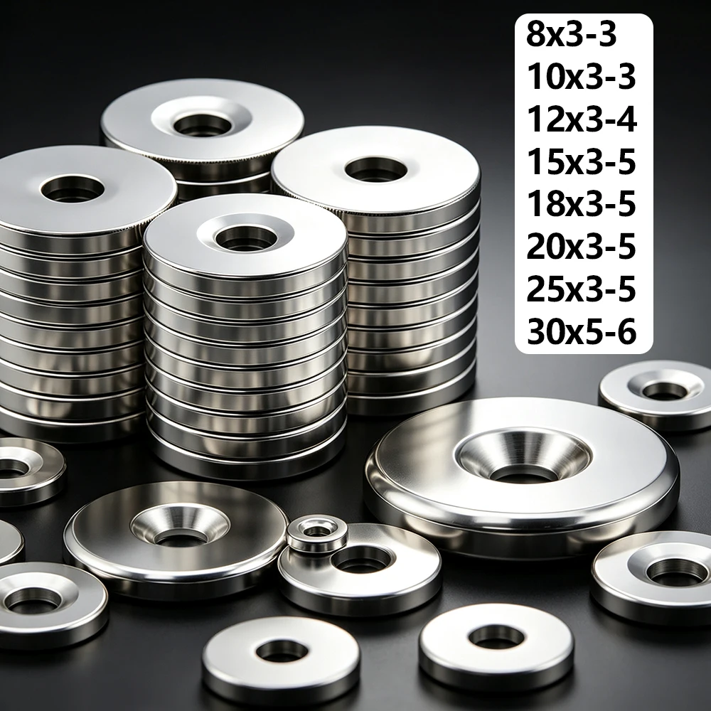 N35 Round Disc Neodymium Magnets with Hole, Strong NdFeB Magnets, Multi‑use Magnetic Accessories for Home, Office & Fridge Use