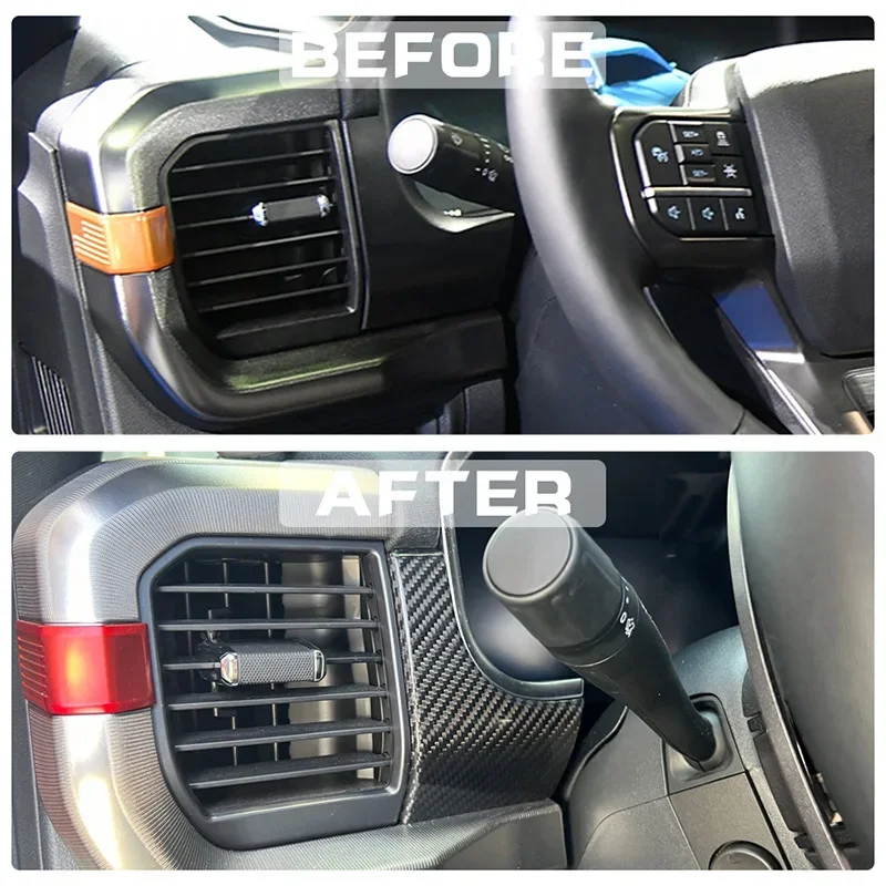 

For Ford Raptor F150 Real Dry Carbon Fiber Steering Wheel Interior Decoration Strip Panel Cover Modification Accessories 22-26
