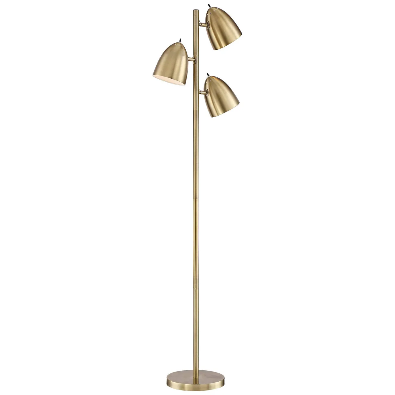 Metal Floor Lamp Brass Three-Headed Independent Switch Lamp Decoration Home Living Room Bedroom Retro Floor Lamp