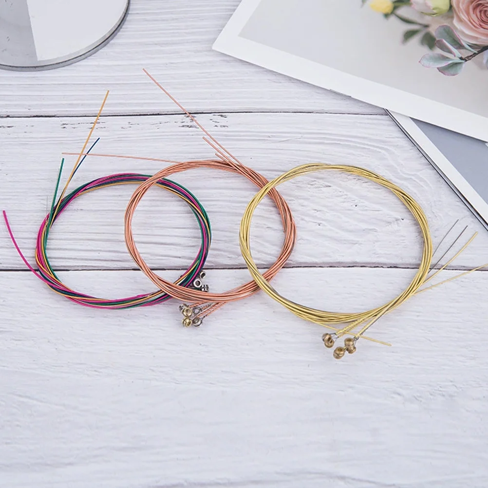 3 set Folk Guitar Strings Set Red Copper Brass Colored Steel For Acoustic Classical Guitar Durable Replacement Parts Music