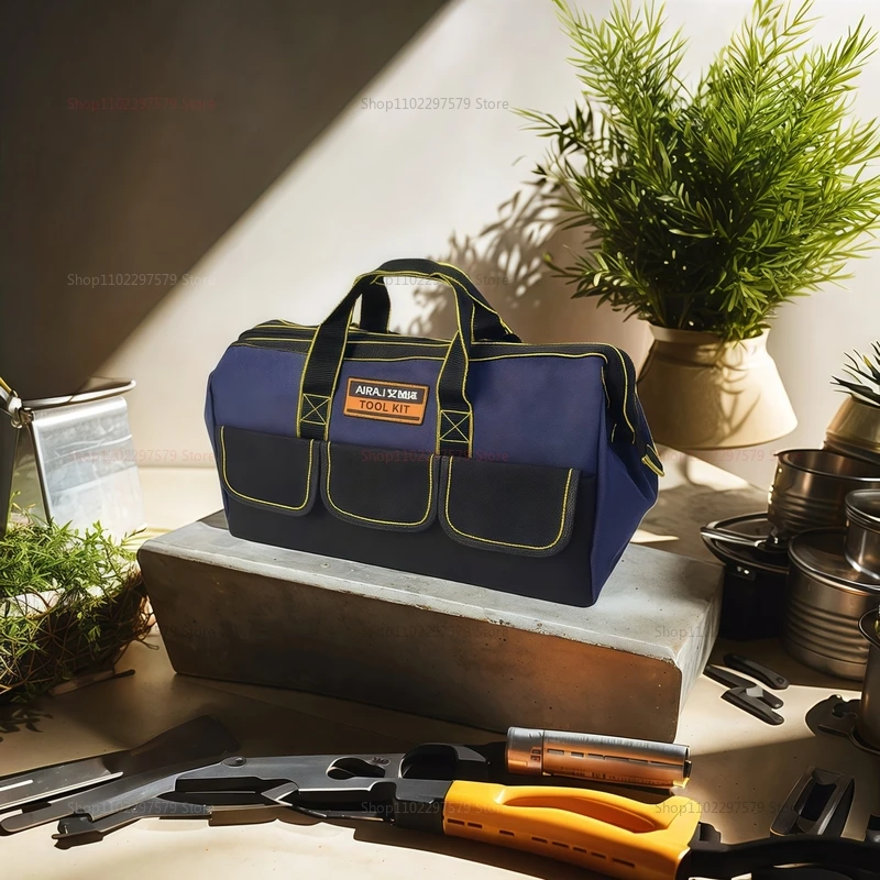 Multifunctional Tool Bag Large Capacity Waterproof Oxford Canvas Thickened Wear-Resistant Electrician Repair Storage Bag