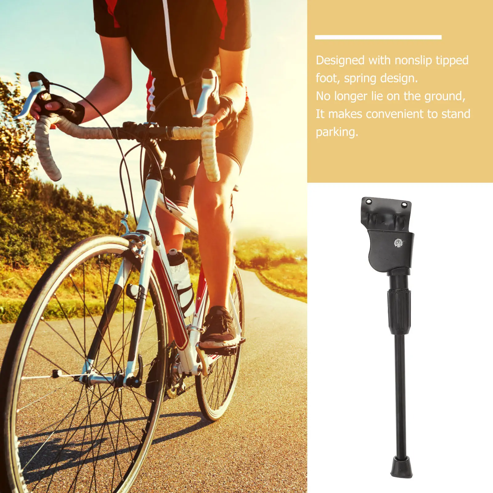 2 Holes Premium Carbon Steel Bike Kickstand Single Side Folding Stand with Non-Slip Design Rear Mount for Mountain view 4