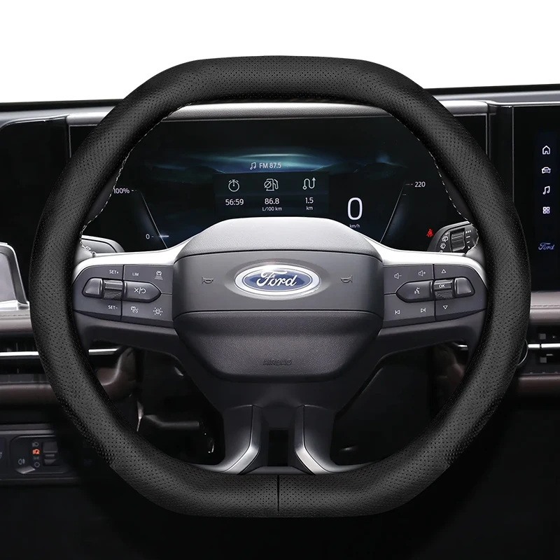 

For Ford Edge U525 Double D-Shaped Steering Wheel Cover Ultra-Thin Micro Fiber Leather Breathable Cars Accessories Auto