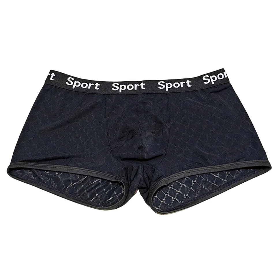 1pc Men Jacquard Mesh Elastic Trunk Underwear Bulge Pouch Soft Boxer Shorts Panties Sexy Lace Breathable Underpants