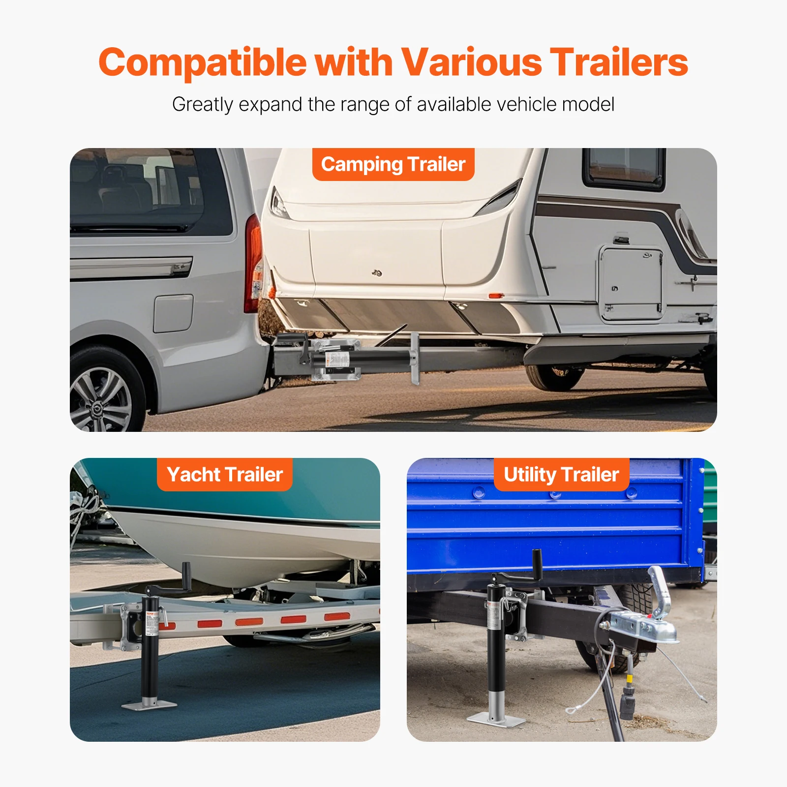 SucceBuy 2000 رطل مقطورة جاك ديناميكي الثقيلة قطب الترباس على 10 "رفع مقطورة جاك الوقوف مع مقبض ل RV قارب يخت #6