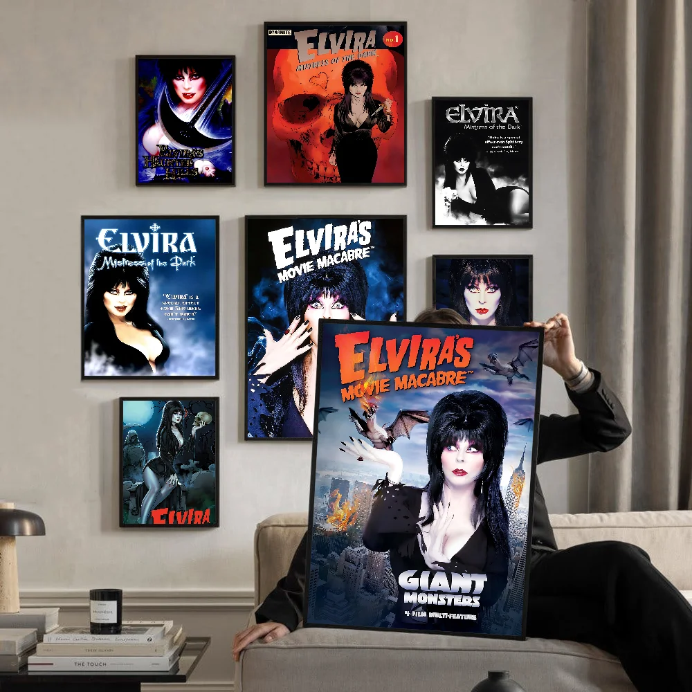 Movie Elvira M-Mistress Of The Dark Self-adhesive Art Poster Whitepaper Prints Posters Artwork Aesthetic Art Wall Painting