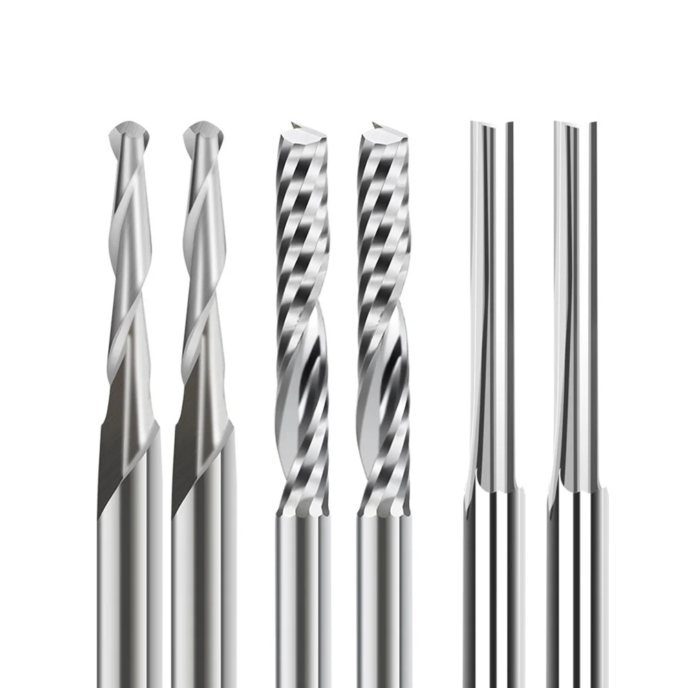 AT19-End Mill Engraving Bits Set 15Pcs CNC Router Bits For Woodworking Acrylic Cutting 3.175/2Mm Shank Carbide Milling Cutter