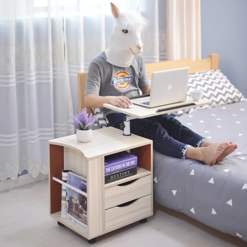 Computer desk bedside table, removable bedroom side cabinet, multi-function locker