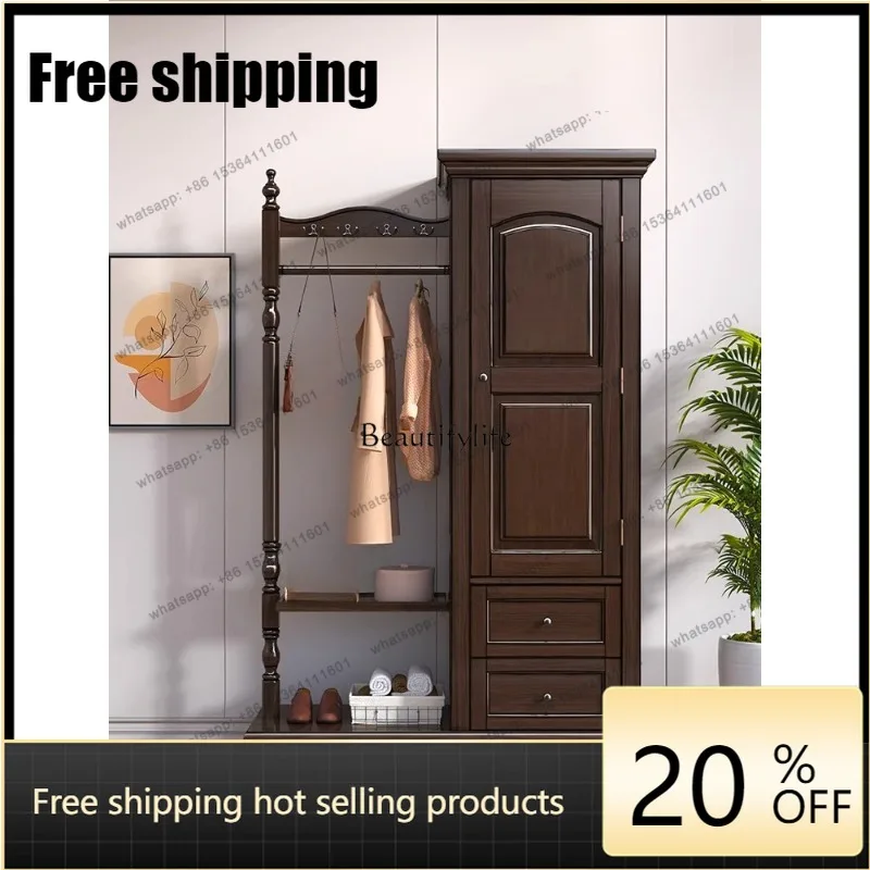 jj5 American rural all-solid wood coat rack floor-to-ceiling modern simple vertical multi-functional rack