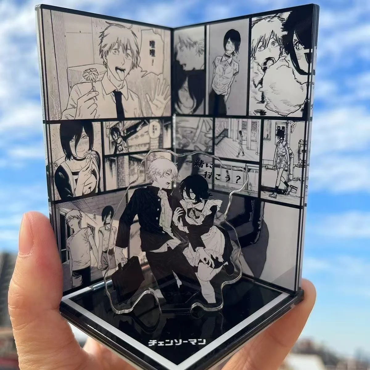 Anime Denji Reze Cartoon Black White Acrylic Standing Sign Ornament Cosplay Stand Plate Collector's Edition Desktop Gift