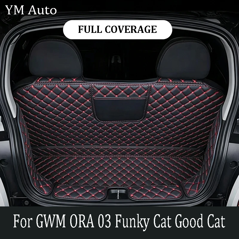 Full Coverage Leather Trunk Mat For GWM ORA 03 Funky Cat Good Cat 2021-2024 Rear Backrest Mats Boot Liner Tray Waterproof Carpet