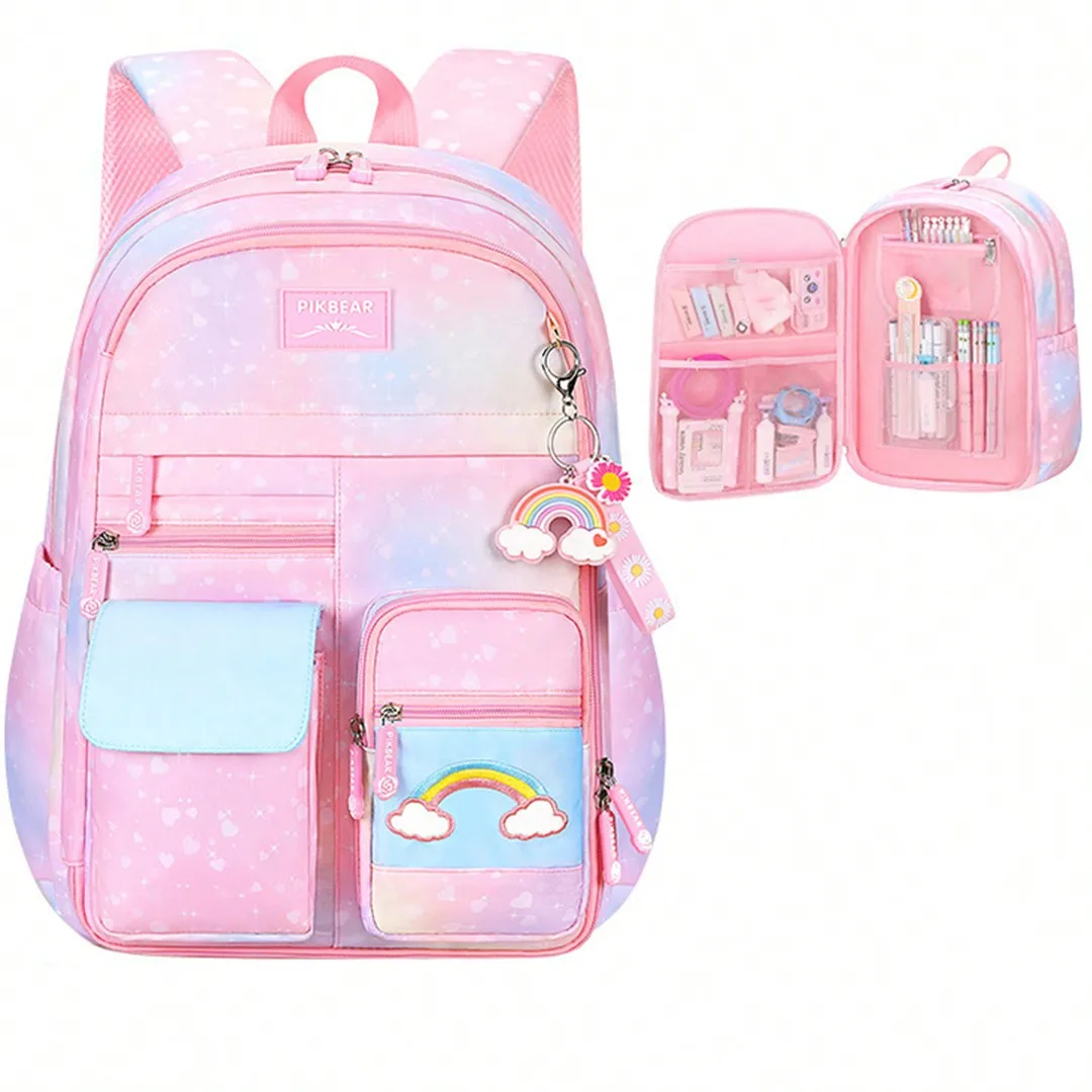 1pc Lightweight & Roomy Backpack For Girls, Nylon Cute College Backpack, Multi-Pocket Casual Travel Backpack - Suitable For School And Travel