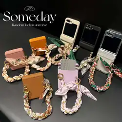 Handheld Scarf Bracelet Wristband Chain Hard For Samsung Galaxy Z Flip 6 Z Flip 5 4 3 Transparent Phone Cover Soft Case