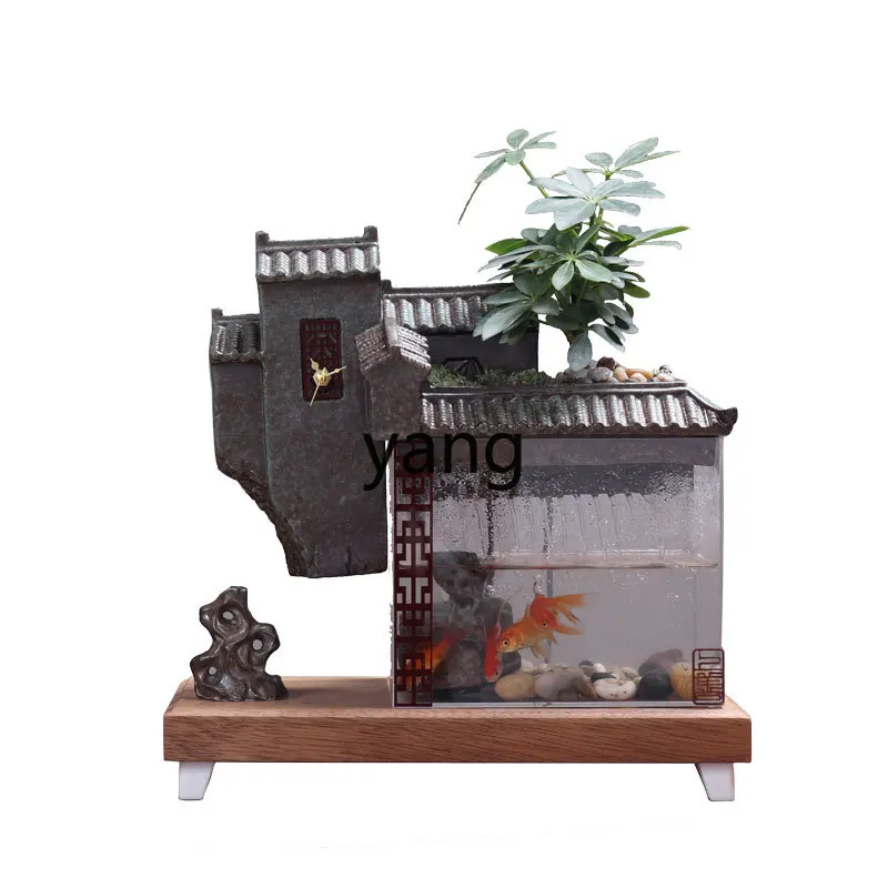 CX Living Room Flowing Water Ornaments Feng Shui Fortune Chinese Style Entrance Rockery Fountain Fish Tank