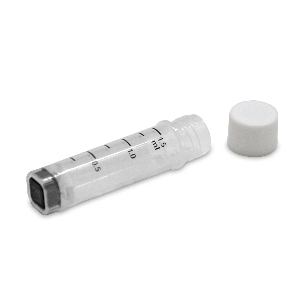 LABSELECT 2325 1.5ml 100pcs 2D Box Freeze Tubes with White Screw Cap, Unique Coding Information Per Freeze Tube Cryogenic Tubes