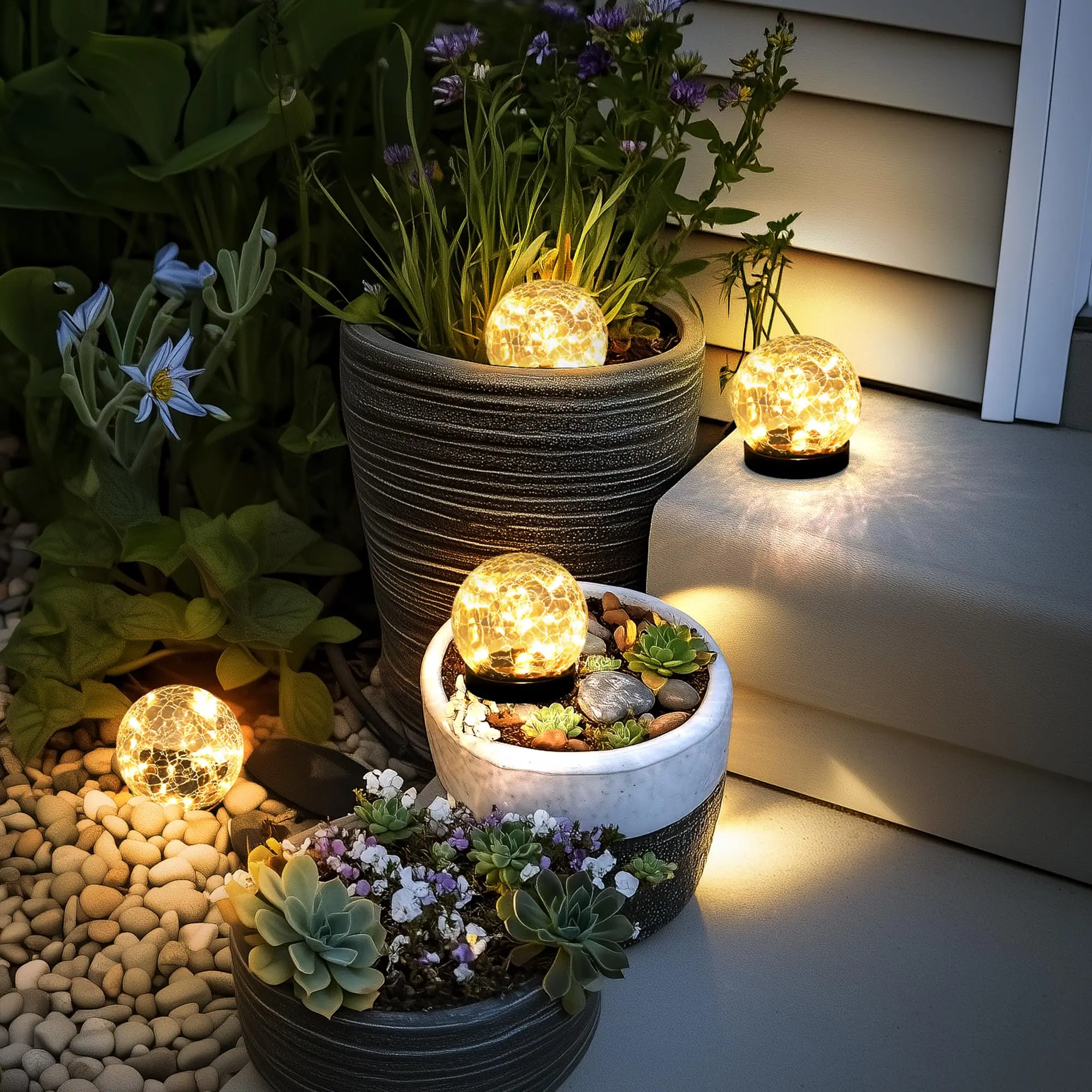 

Outdoor Solar Light LED Cracked Glass Globe Solar Light Garden Outdoor Ball Decorative Light for Patio Lawn Party Decoration