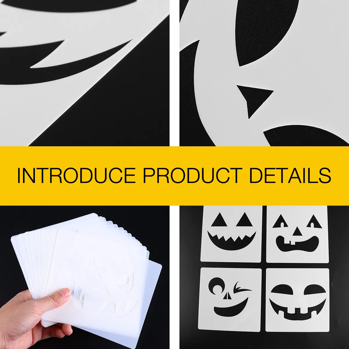 18pcs Halloween Pumpkin Carving Stencils for DIY Hollow-Out Drawing Templates, Painting & Craft Tools