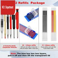 10PCS Carpenter Pencil With Sharpener Mechanical Carpenter Pencils Set Deep Hole Marker With 36 Refills