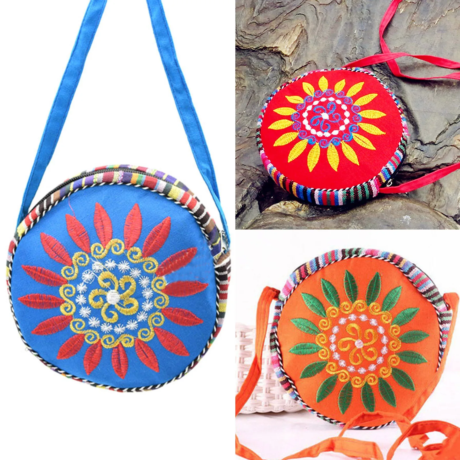 Embroidered Sunflower Crossbody Bag Vibrant Flower Embellished Handbag Convenient for Daily Commute