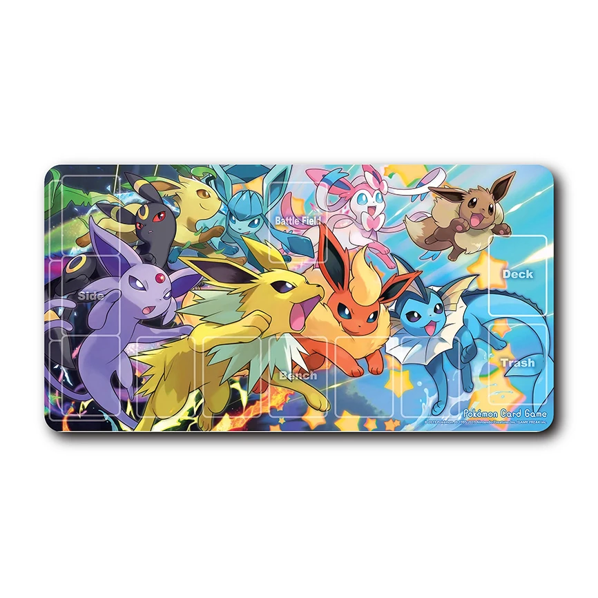 Diy 60*35*0.2cm PTCG Pokemon Dedicated Battle GAME Card Mat Pikachu Charizard Eevee Gengar Gift Toy Game Anime Table Mat