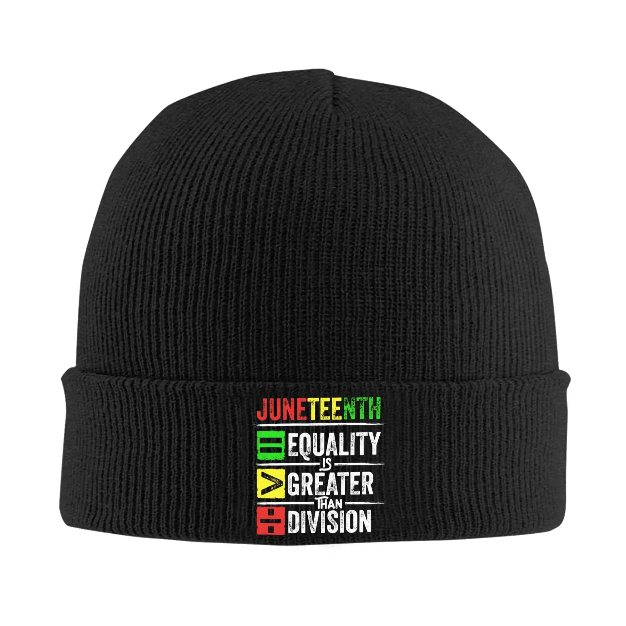Juneteenth Equality Is Greater Than Division Essential Beanie Hats  Bonnet Hats Adult Unisex Trendy Gym Knit Hat Autumn  Caps