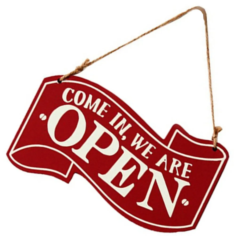 Open Closed Sign Wood Rustic Double Sided Hanging Business Door Sign for Bars Cafes Clubs Portable Lightweight Hemp Rope