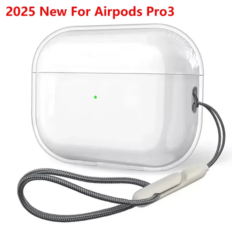 2025 New Earphone Case For Airpods Pro3 Shockproof with Lanyard Strap for Airpods Pro3 Clear Soft Wireless Charging Case Cover