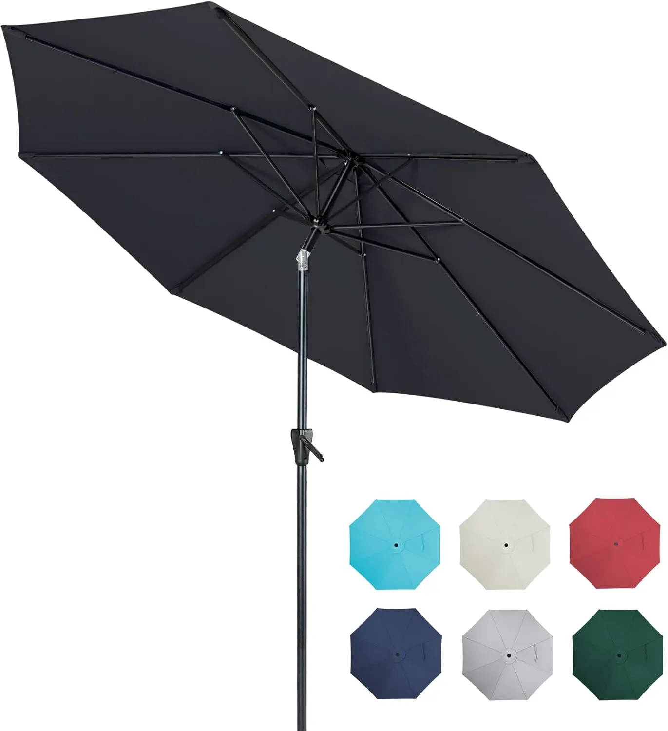 10ft Outdoor Table Umbrella with Push Button Tilt and Crank,Large Sun Umbrella with Sturdy Pole&Fade resistant canopy,Easy to se