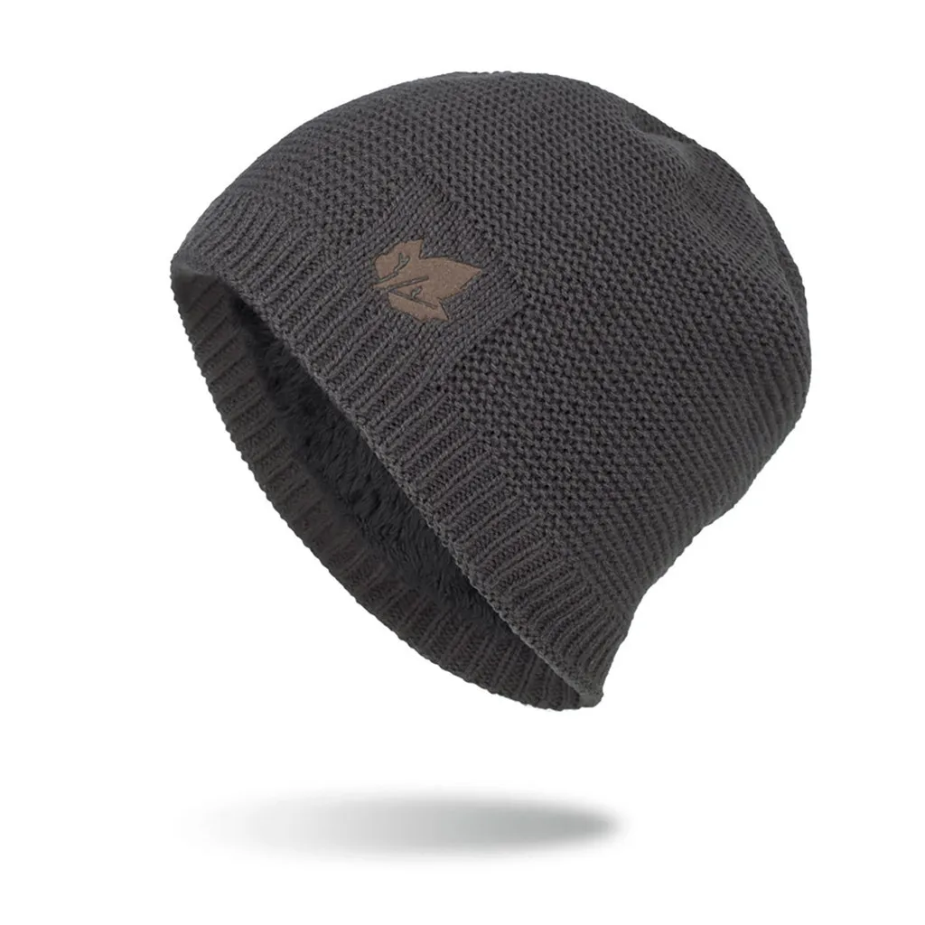 2022 Winter Autumn Warm Men's Hat Beanie Hats Outdoor Thicken Warm Solid Knitted Hat Skull Cap Wool Fleece Lined Cap for Men