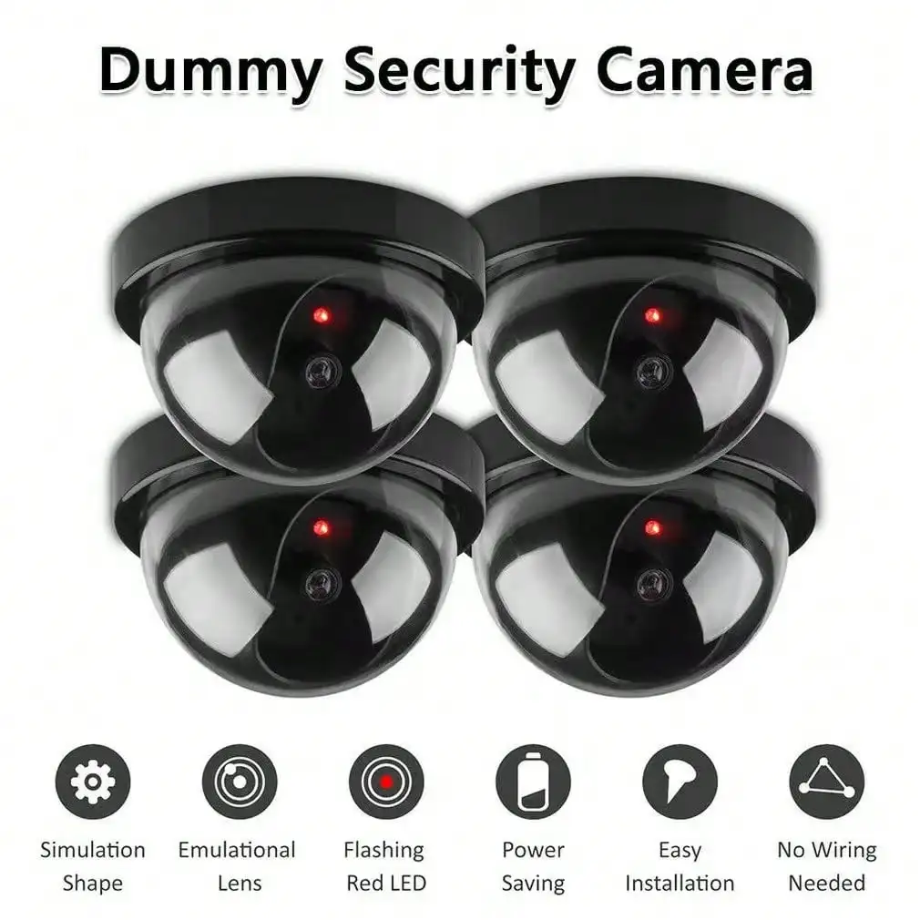 

Simulation Fake Monitor Fake Camera Hemisphere Realistic Surveillance Camera, Fake CCTV Dome Camera With Flashing Red LED Light