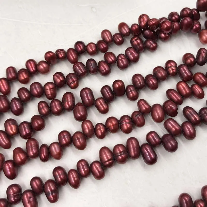 ELEISPL JEWELRY Wholesale 8 Strings Loose Beads Red Real Freshwater Cultured Pearl Potato Shape #497-5 #497-5