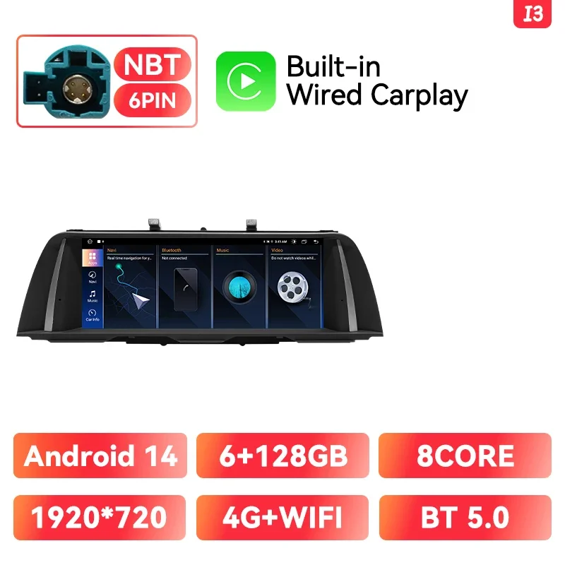 10.25 "Draadloze Carplay Android Auto Multimedia Systeem Radioscherm Voor Bmw 5 Series F10 F11 2011-2017 Cic Nbt Gps Navi Wifi