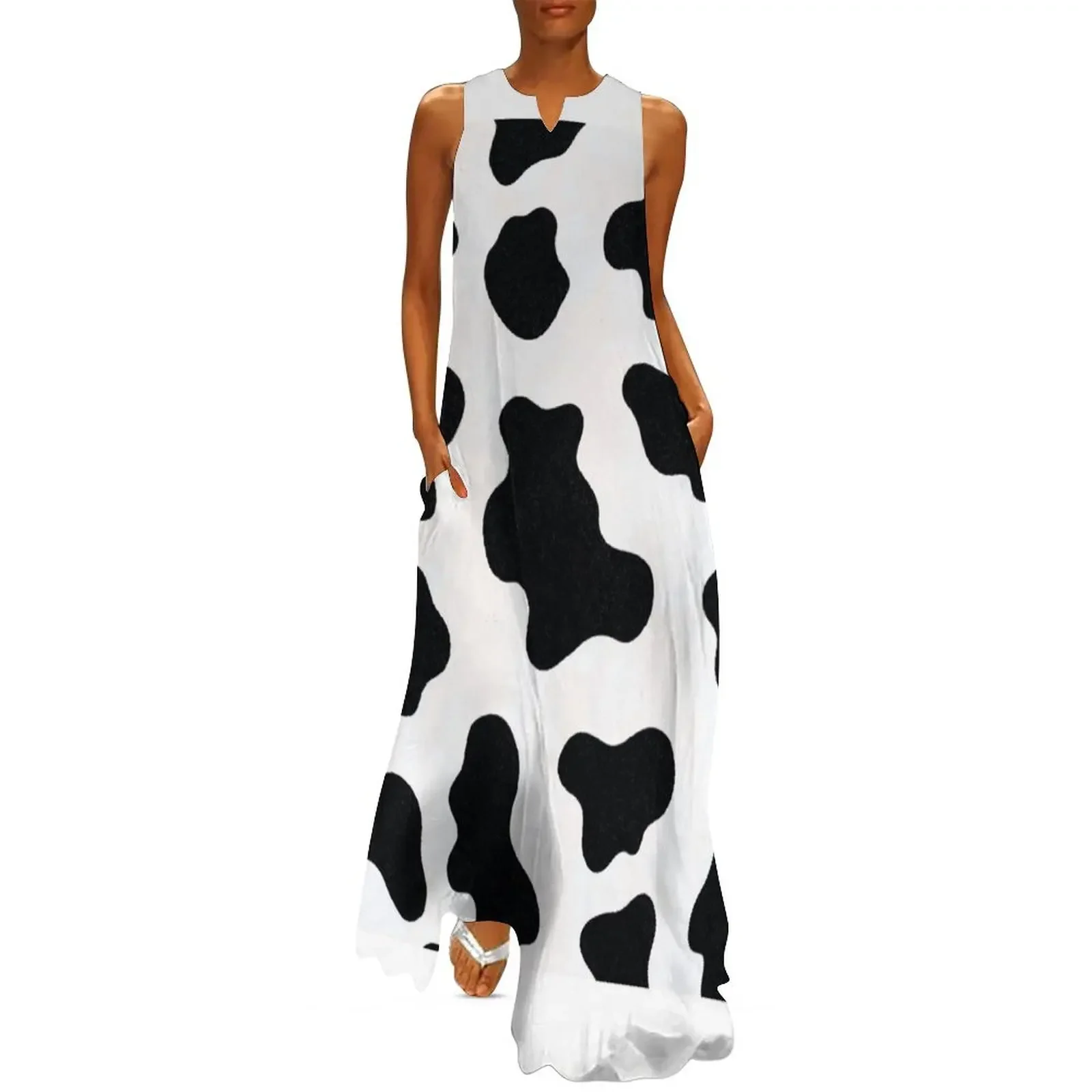 

Cow Spot Long Dress Female clothing birthday dress for women luxury 2025 dresses for women 2025 luxury designer party Dress