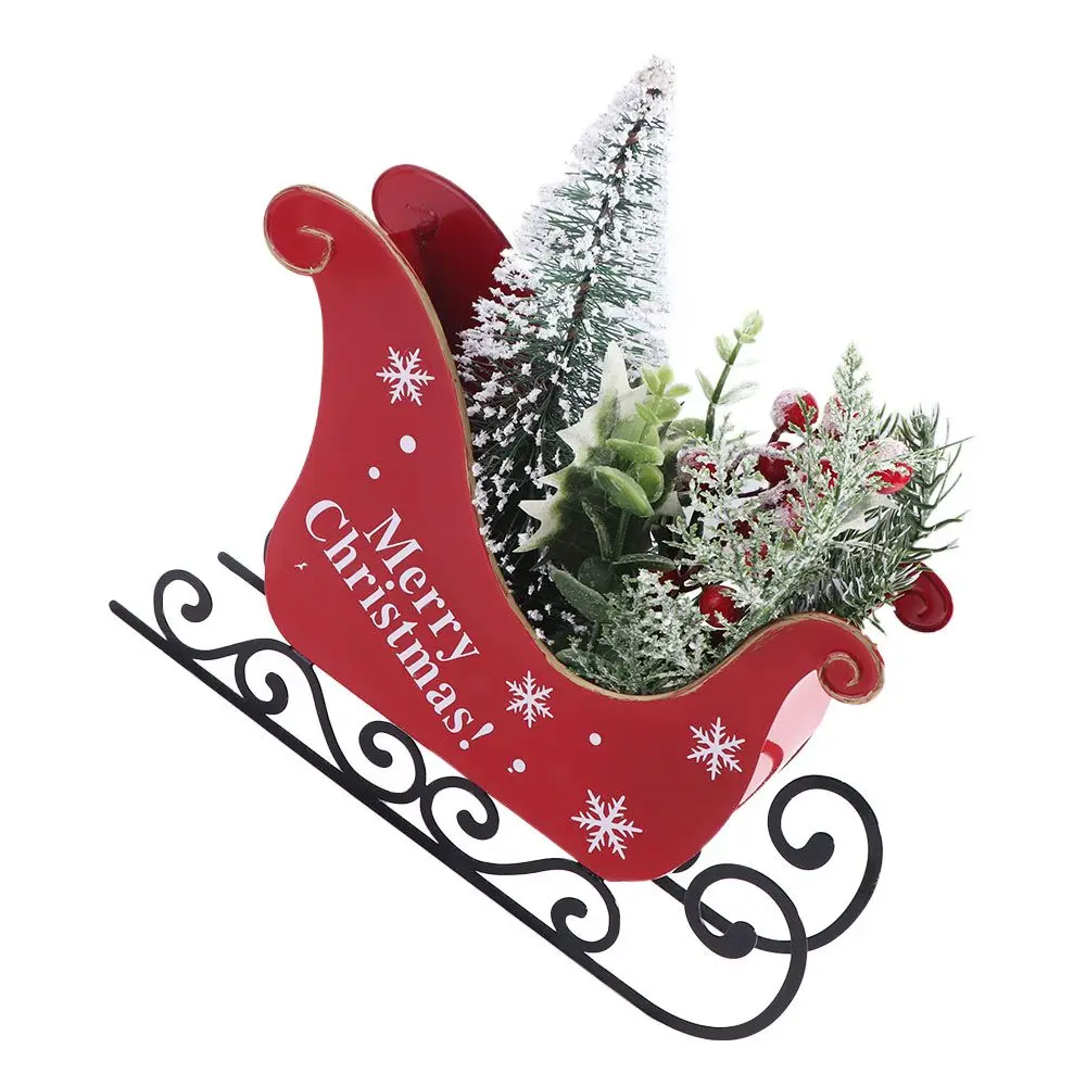 الحديد المطاوع مزلقة سيارة زخرفة دائم قابلة لإعادة الاستخدام عيد الميلاد مزلقة زخرفة فريدة من نوعها سانتا كلوز زلاجات تمثال غرفة المعيشة