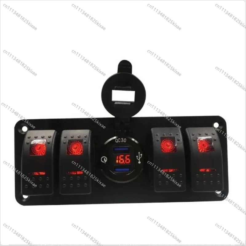 For 4 Sets of Rocker Arm with USB Charger Switch Panel Pre-wiring Waterproof Component Boat Car Car DC Boat Shape