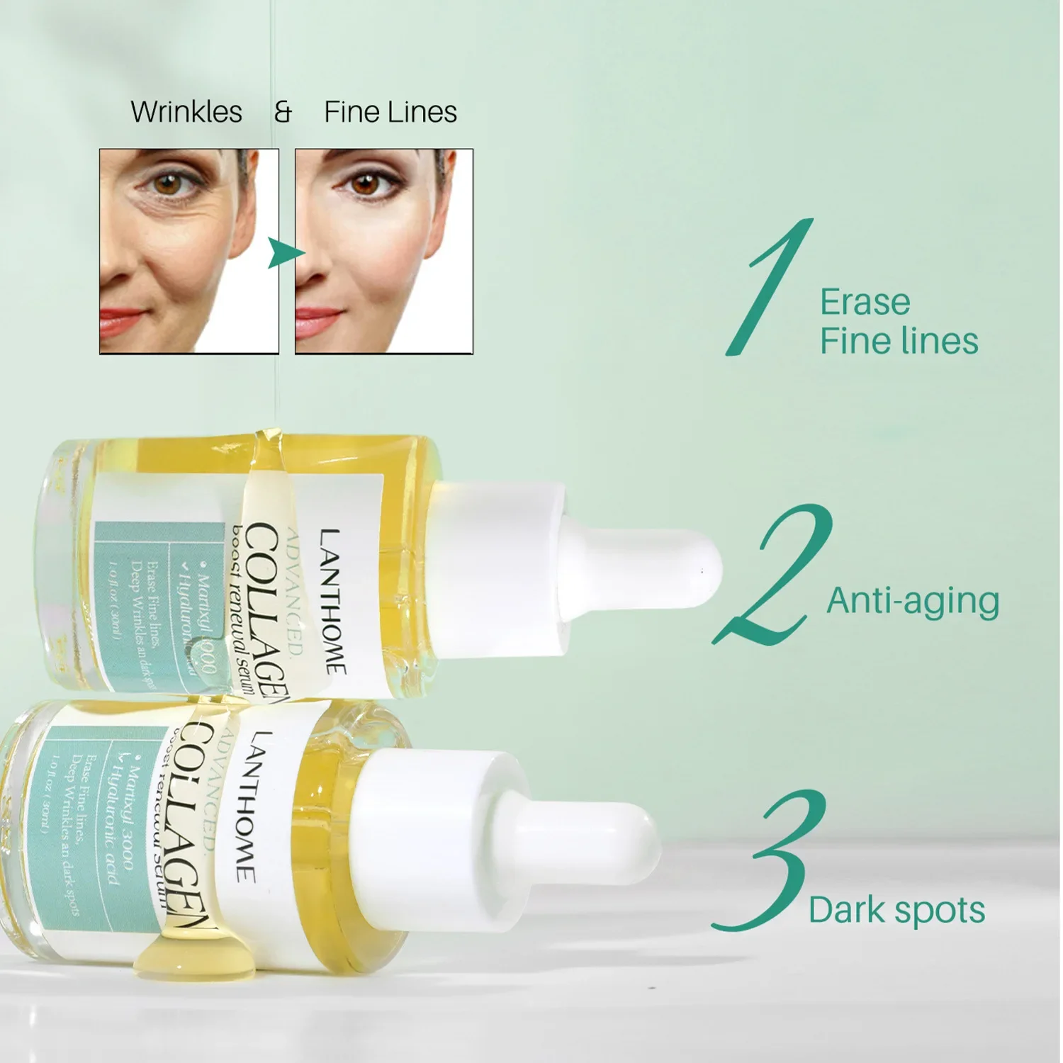 Collagen Boost Renewal Serum Erase  Fine Lines Deep Wrinkles and Dark Spots & Anti-aging & Moisturizing