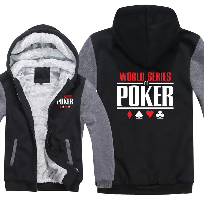 World Series of Poker Hoodies Men Winter Coat Pullover Fleece Warm