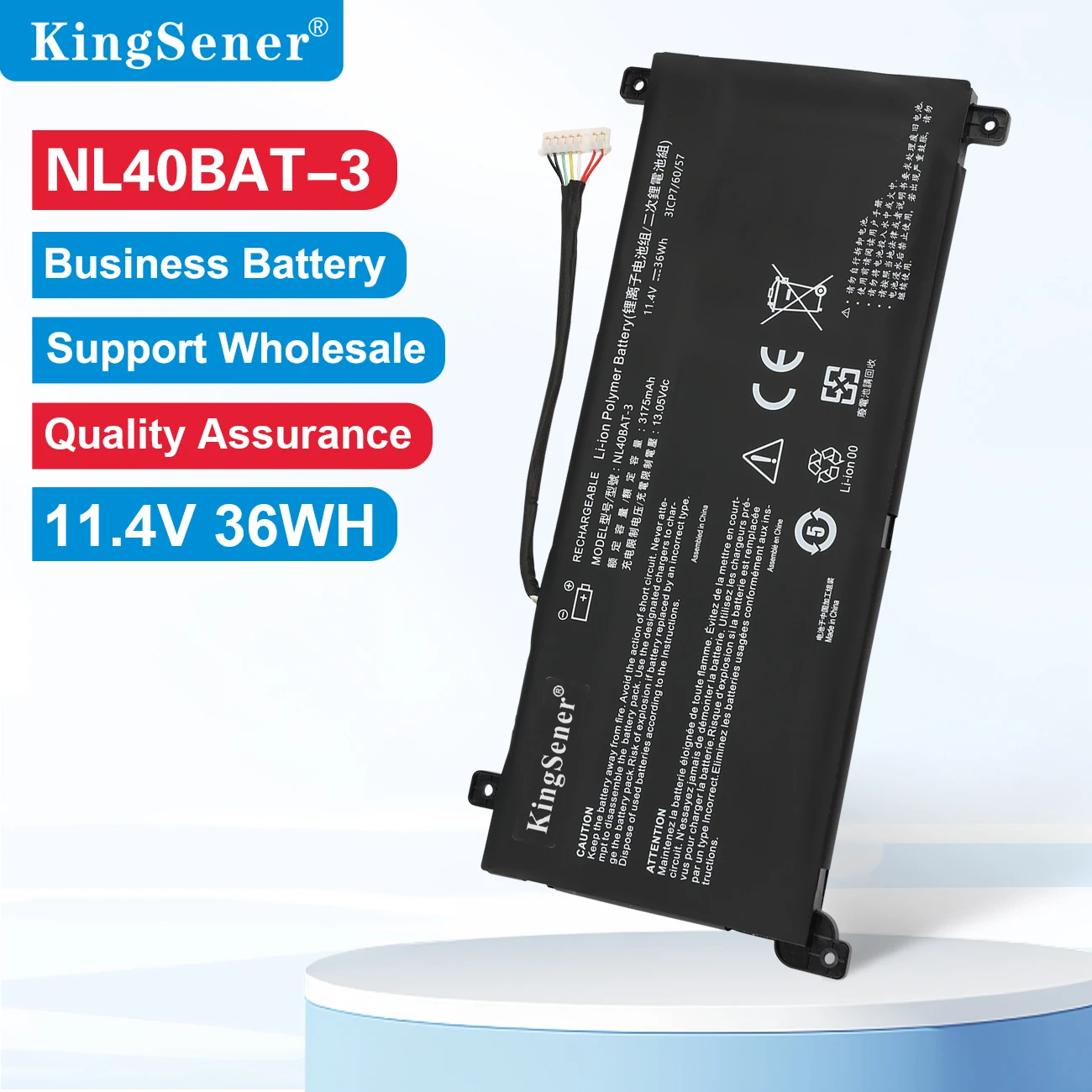KingSener NL40BAT-3 Battery For CLEVO NL40CU NL41GU NL41LU NL51LU Mechrevo Creator Young 15 I3 6-87-NL40S-33G21 6-87-NL40S-32G21