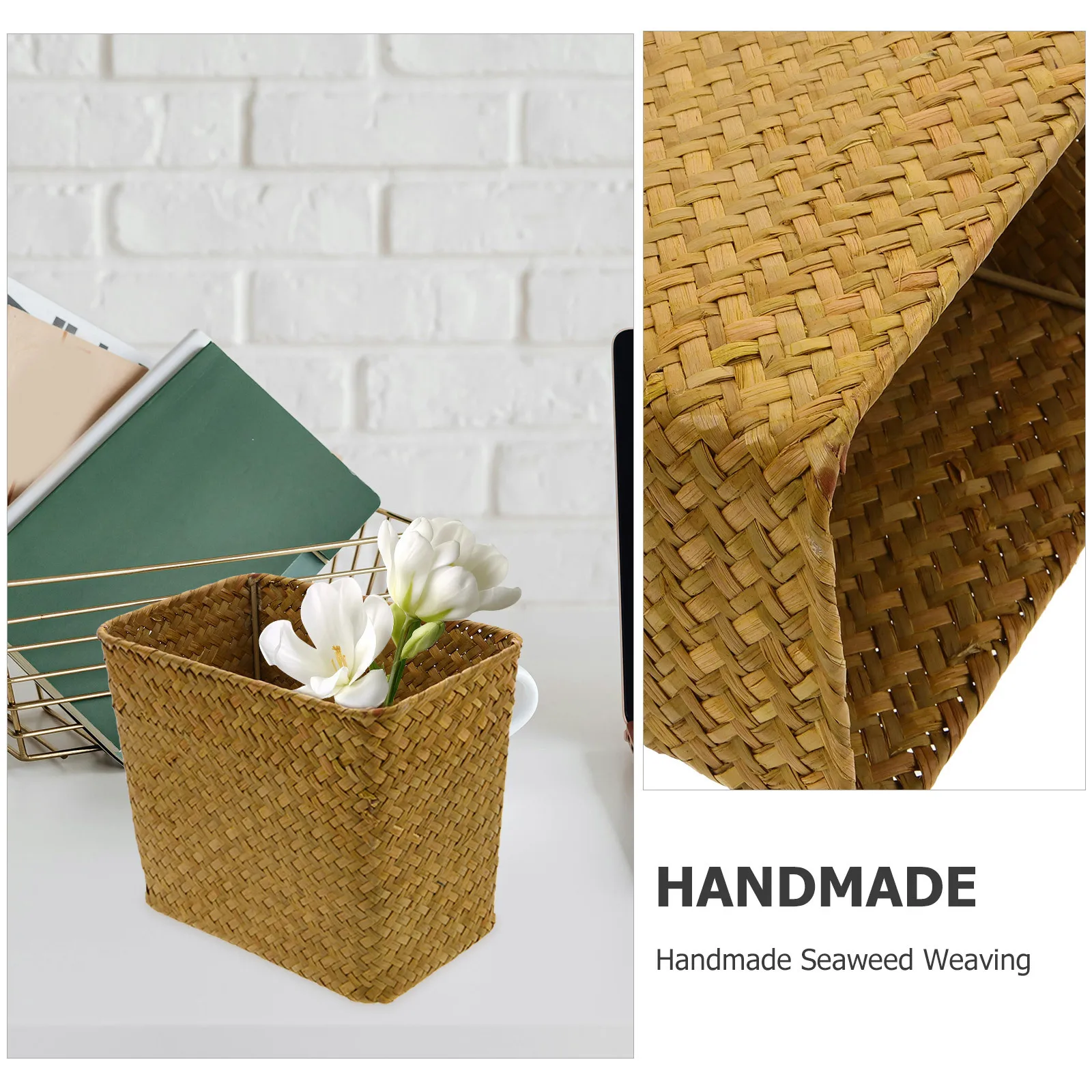 

Straw Woven Basket Natural Storage Organizer For Home Office Desktop Sundry Waste Paper Basket Decorative Rustic