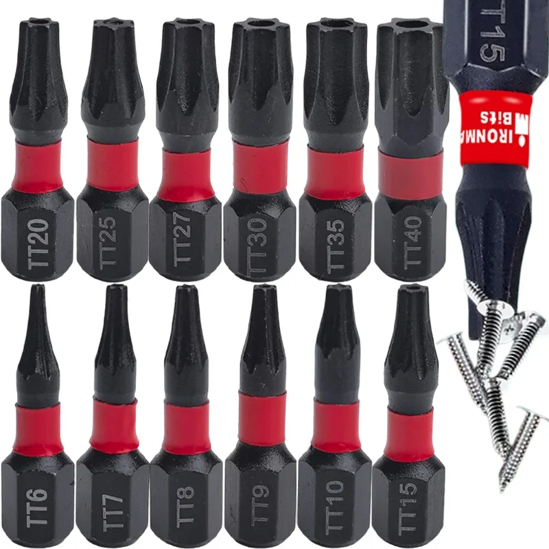 Magnetic Torx Screwdriver Bit Set S2 Steel Hex Shank Electric Screwdrivers Drive Bits 6.35mm Impact Drill Bits for Power Tools