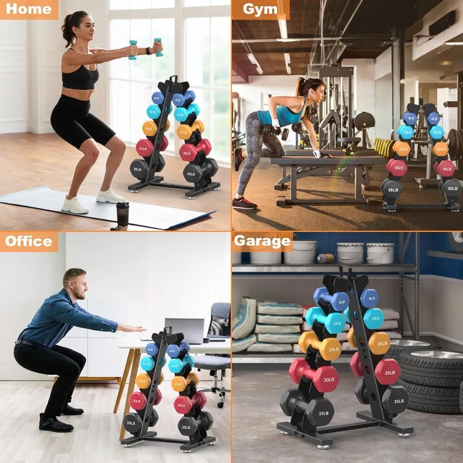 حامل رف أوزان معدني من AFrame لتخزين صالة الألعاب الرياضية المنزلية: منظم مجموعة الدمبل مع مقبض لمعدات تدريب القوة المثالية f