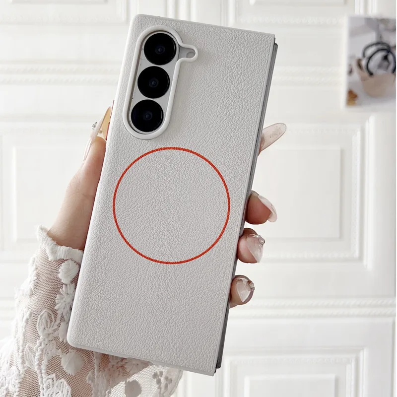 

For Samsung Galaxy Z Fold 7 6 5 4 Magsafe Case leather Folding Shockproof Wireless Charging Magnetic Hard Shockproof Cover