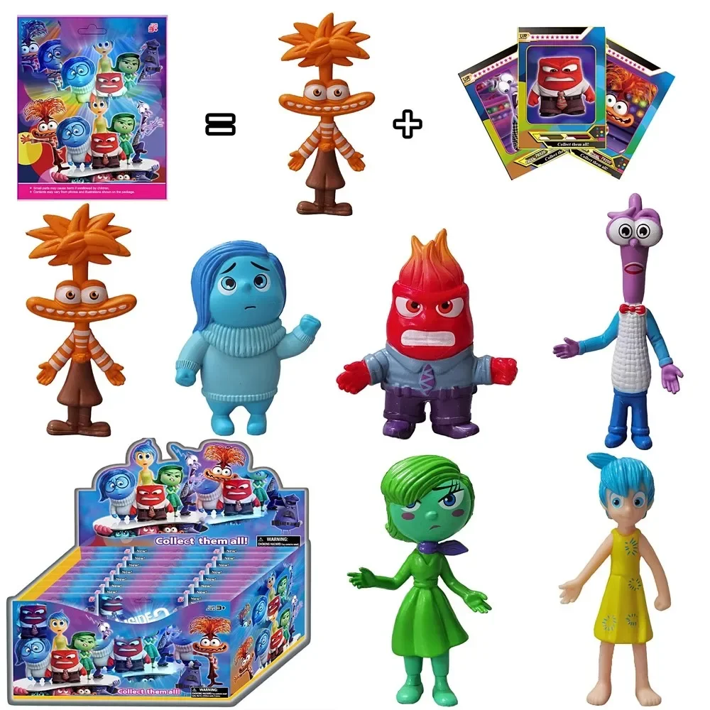 6Pcs 1 PCS Randomly Inside Out 2 Action Figure Toy Cartoon Movie Joy Anxiety Anger Sadness Disgust Fear Model Doll Kids Gift